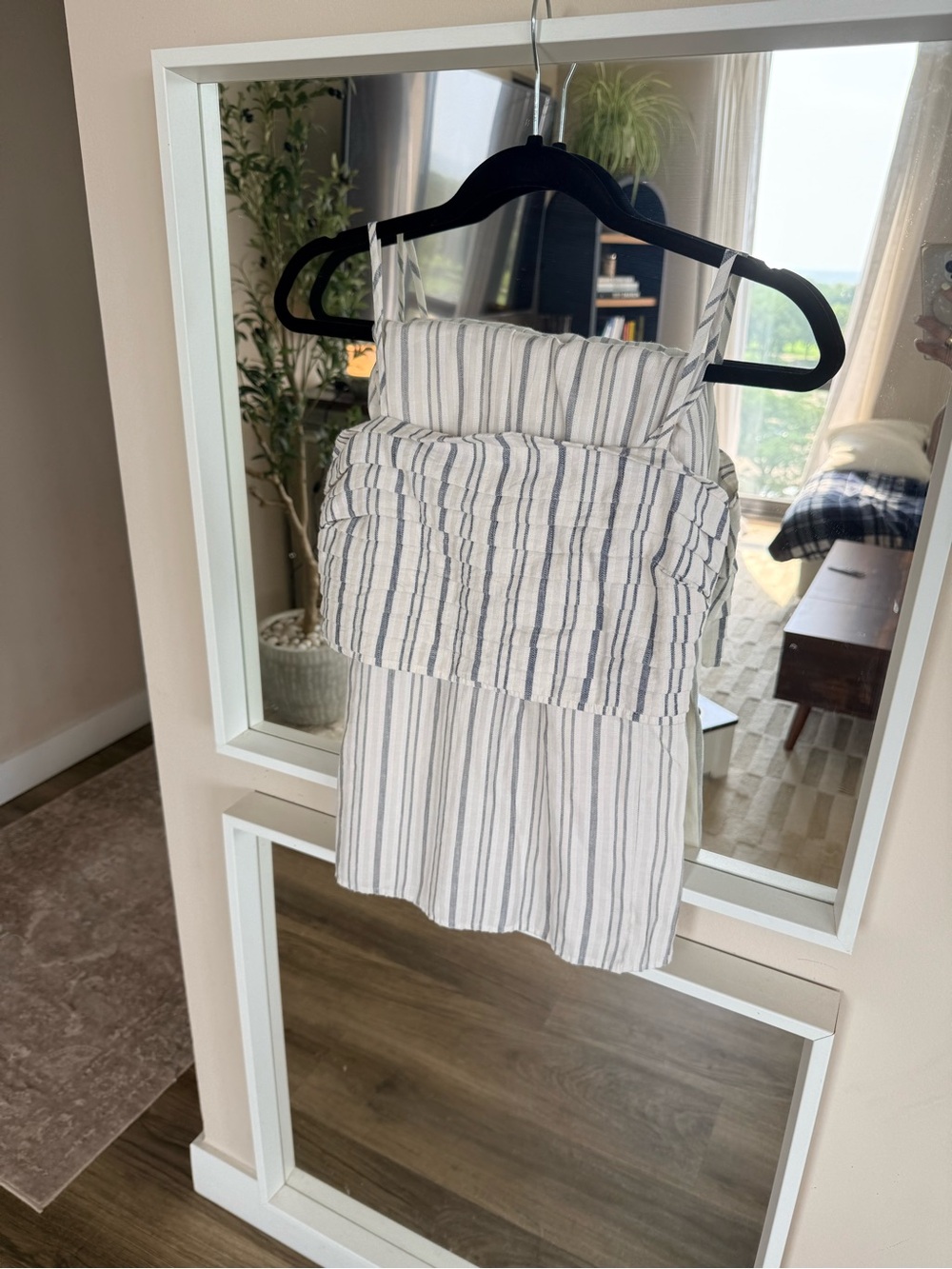 a new day White & Navy Striped Spaghetti-Strap Tank